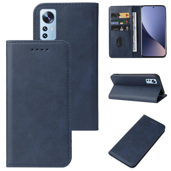 For Xiaomi 12 5G Magnetic Closure Leather Phone Case(Blue)