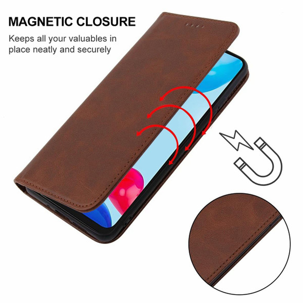 For Xiaomi Poco M4 Pro Magnetic Closure Leather Phone Case(Brown)