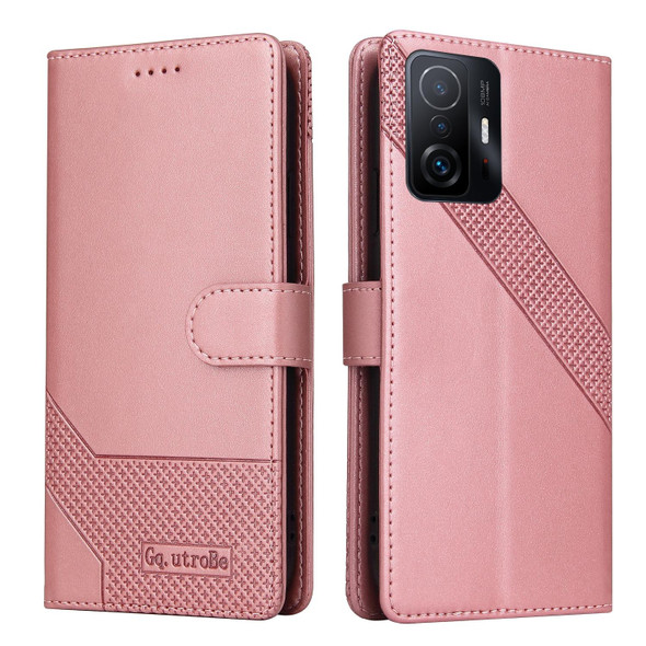 For Xiaomi 11T / 11T Pro GQUTROBE Skin Feel Magnetic Leather Phone Case(Rose Gold)