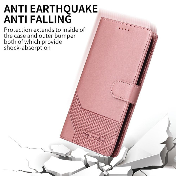 For Xiaomi Poco F3 GQUTROBE Skin Feel Magnetic Leather Phone Case(Rose Gold)