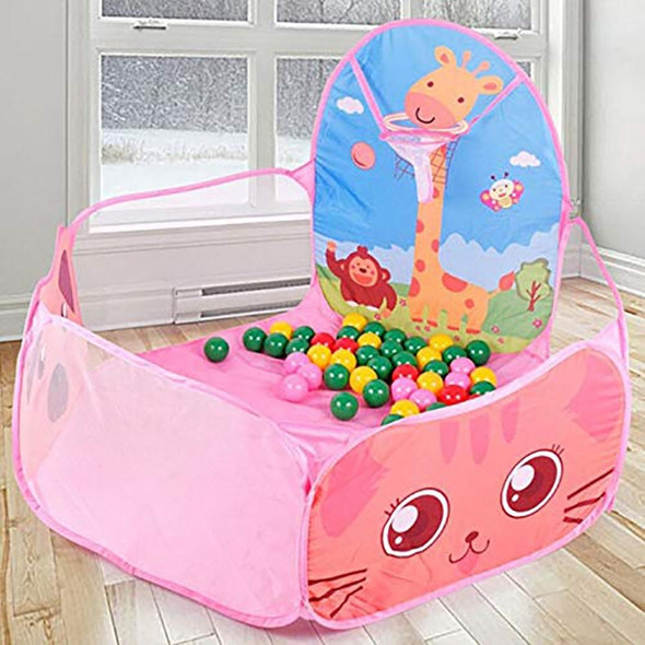 Kids Indoor Outdoor Safe Tent Children Foldable Playpens Game Cartoon Throwing Basketball Pool For Kids(Pink)