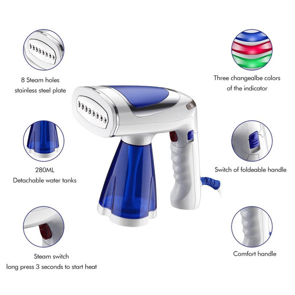 1600W  Handheld Folding Iron Mini Steam Iron, Color: Blue 3 Gear(EU Plug)