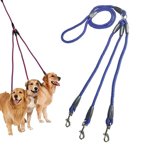 140cm 3 In 1 Leash Multi-head Dog Walking Rope(Blue)