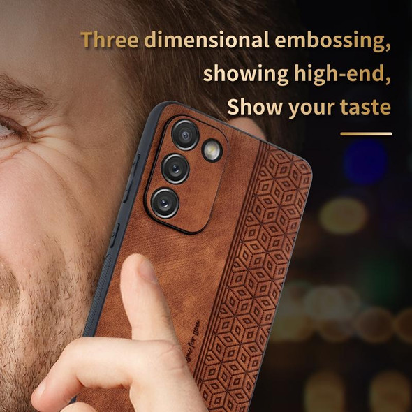 For Samsung Galaxy S20 FE / S20 Lite AZNS 3D Embossed Skin Feel Phone Case(Brown)