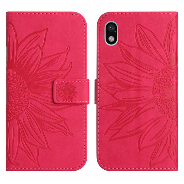 For Sony Xperia ACE III Skin Feel Sun Flower Pattern Flip Leatherette Phone Case with Lanyard(Rose Red)