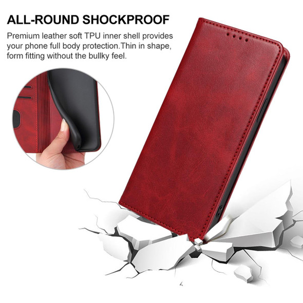 For OPPO A94 Magnetic Closure Leatherette Phone Case(Red)