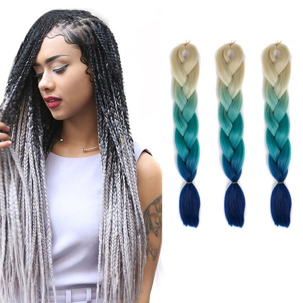 Fashion Color Gradient Individual Braid Wigs Chemical Fiber Big Braids, Length: 60cm(26Beige Lake Blue Sapphire)