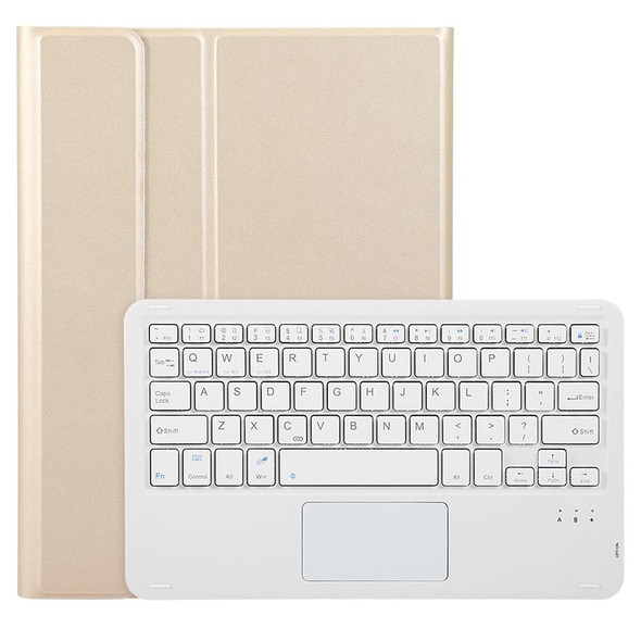 For iPad 10th Gen 10.9 2022 A10B-A Lambskin Texture Bluetooth Touch Keyboard Leatherette Tablet Case with Pen Slot(Gold)