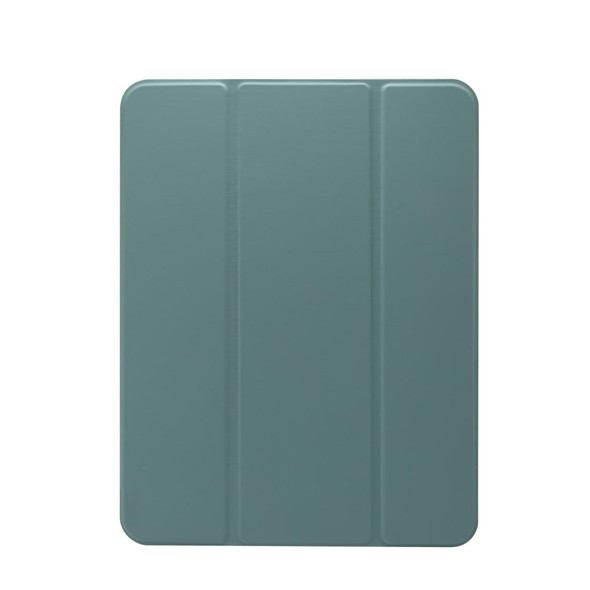 3-folding Electric Pressed Skin Texture Leatherette Smart Tablet Case For iPad Pro 11 2022/2021/2020(Deep Green)