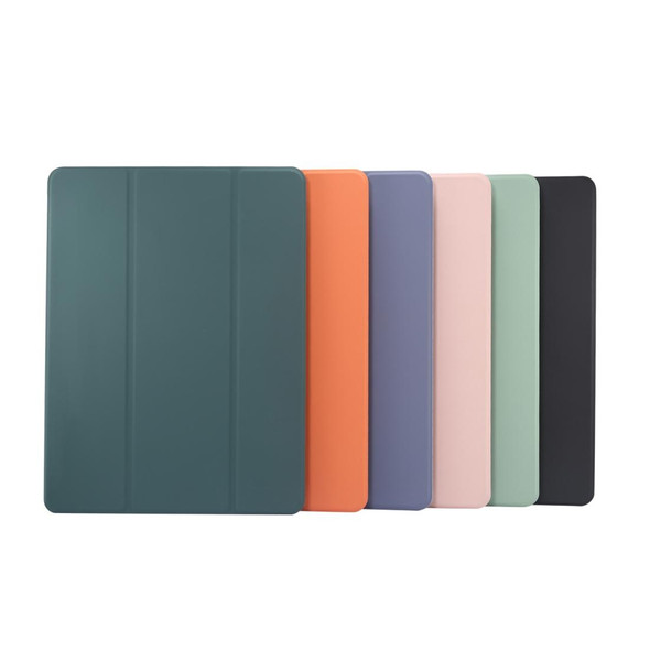 3-folding Electric Pressed Skin Texture Leatherette Smart Tablet Case For iPad Pro 11 2022/2021/2020(Green)