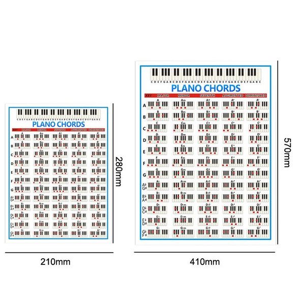 Staff Piano Chord Practice Picture Coated Paper 88 Keys Beginner Piano Fingering Chart, Size: Large