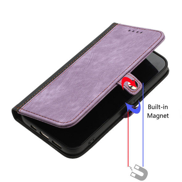 For Samsung Galaxy A72 5G / 4G Side Buckle Double Fold Hand Strap Leatherette Phone Case(Purple)