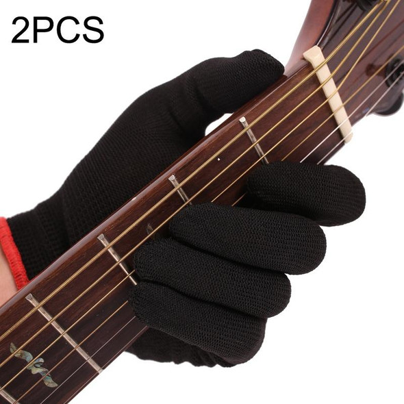 2PCS Beginner Press Nylon Wear -Resistant Anti -Slip Left Hand Guitar Exercise Glove,Size: Large