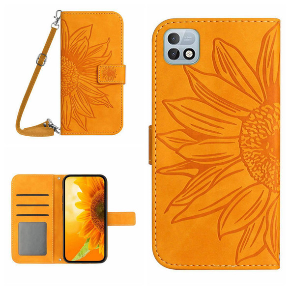 For Infinix Hot 10i / Smart 5 Pro Skin Feel Sun Flower Pattern Flip Leatherette Phone Case with Lanyard(Yellow)
