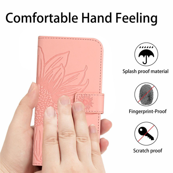 For Infinix Hot 10i / Smart 5 Pro Skin Feel Sun Flower Pattern Flip Leatherette Phone Case with Lanyard(Pink)
