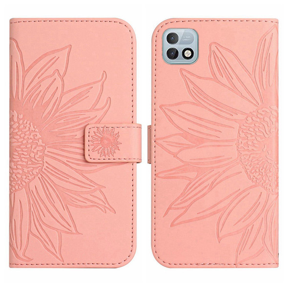 For Infinix Hot 10i / Smart 5 Pro Skin Feel Sun Flower Pattern Flip Leatherette Phone Case with Lanyard(Pink)