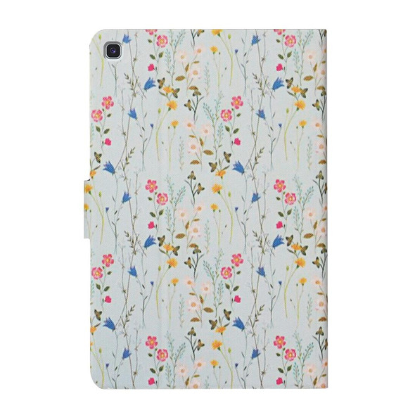 For Samsung Galaxy Tab S6 Lite  Flower Pattern Horizontal Flip Leatherette Case with Card Slots & Holder(Small Floral)