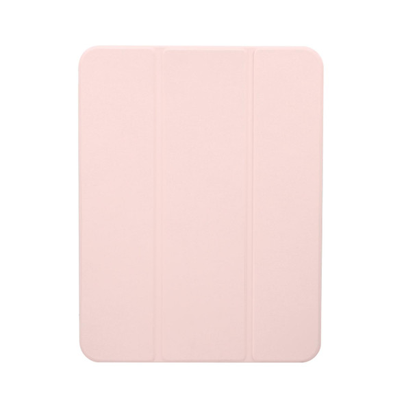 For iPad 10th Gen 10.9 2022 3-folding Electric Pressed Skin Texture Leatherette Tablet Case(Light Pink)