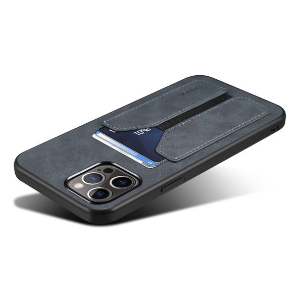 For iPhone 13 Pro Max Denior DV Elastic Card PU Back Cover Phone Case(Grey)