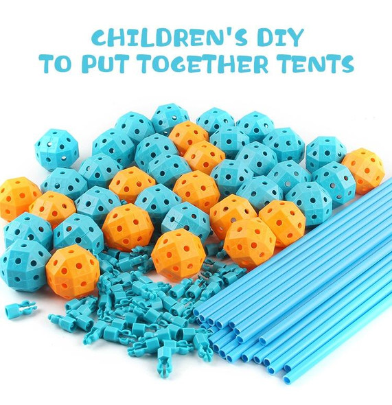 85 in 1 DIY Tent Toy Assembling Play House DIY Children Tent Building Toy(Square-Blue)