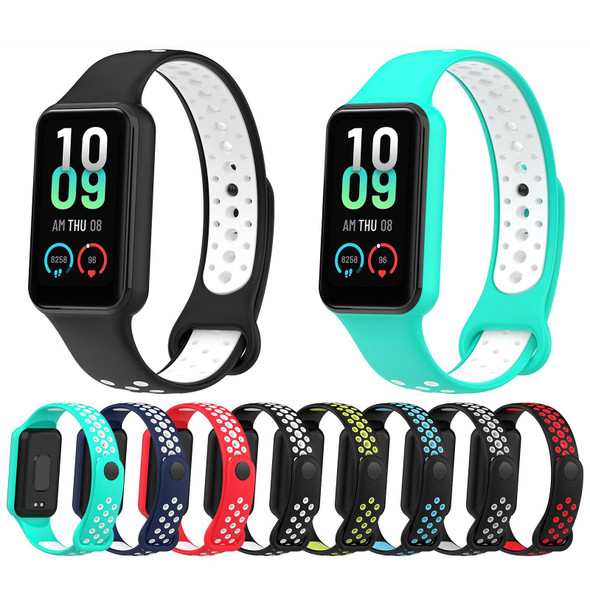 For Amazfit Band 7 Loop Two-Color Breathable Silicone Watch Band(Black+White)