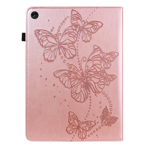 For Lenovo Tab M10 3rd Gen Embossed Butterfly Pattern Leatherette Tablet Case(Pink)
