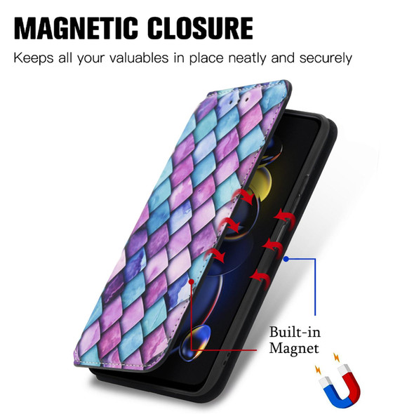 For  Xiaomi Redmi Note 11T CaseNeo Colorful Magnetic Leatherette Phone Case(Purple Scales)