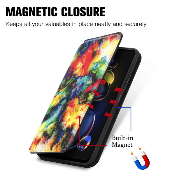 For  Xiaomi Redmi Note 11T CaseNeo Colorful Magnetic Leatherette Phone Case(Colorful Cloud)