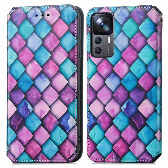 For Xiaomi 12T / 12T Pro / Redmi K50 Ultra CaseNeo Colorful Magnetic Leather Phone Case(Purple Scales)