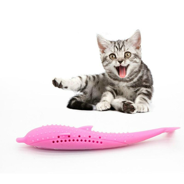 Catnip Cat Teeth Cleaning Silicone Dolphin Toy(Pink)