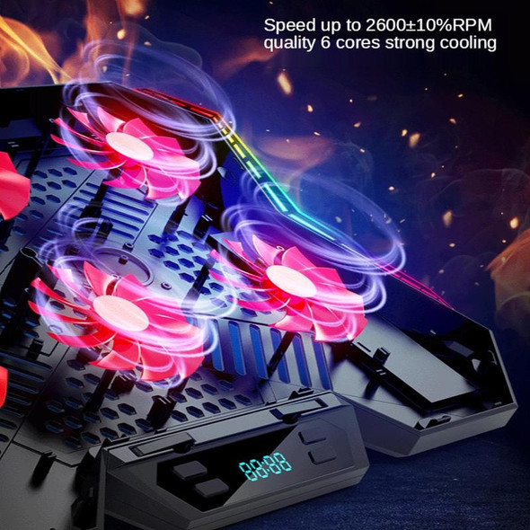 COOLCOLD RGB Notebook Radiator Six Fan Adjustable Laptop Cooling Base 5V Speed  Colorful Version