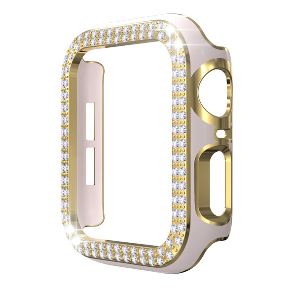 Double-Row Diamond Two-color Electroplating PC Watch Case - Apple Watch Series 3&2&1 38mm(Pink+Gold)