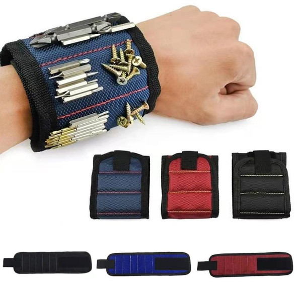 Electric Woodworking Multifunctional Powerful Magnetic Wrist Strap, Style: Five Rows Black