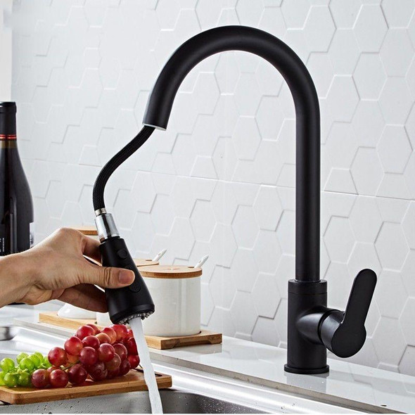 Kitchen Pull-out Faucet Stainless Steel Sink Telescopic Universal Faucet,Spec: CLH002 Black