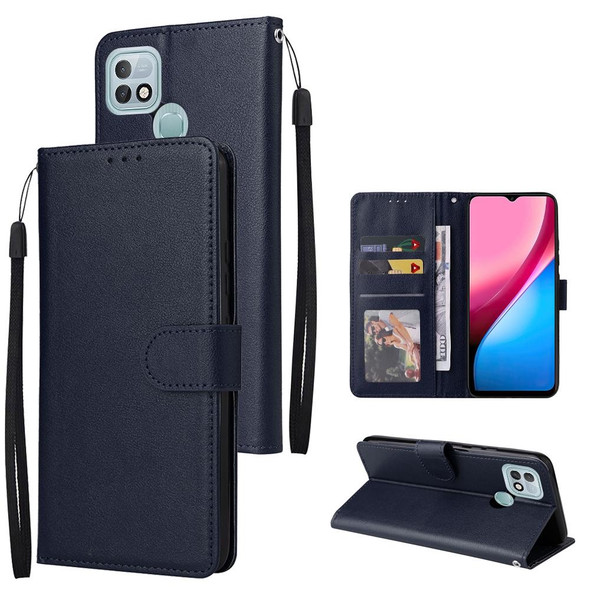 For Infinix Hot 10i Multifunctional Horizontal Flip Leatherette Case with Three Card Slot(Navy Blue)