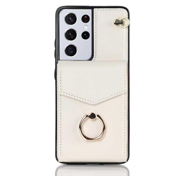For Samsung Galaxy S21 5G Anti-theft RFID Card Slot Phone Case(Beige)
