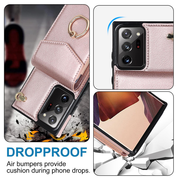 For Samsung Galaxy Note20 Ultra Anti-theft RFID Card Slot Phone Case(Rose Gold)