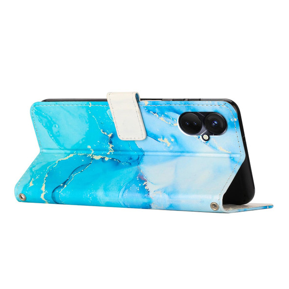 For Tecno Camon 19 Neo Painted Marble Pattern Leatherette Phone Case(Blue Green)