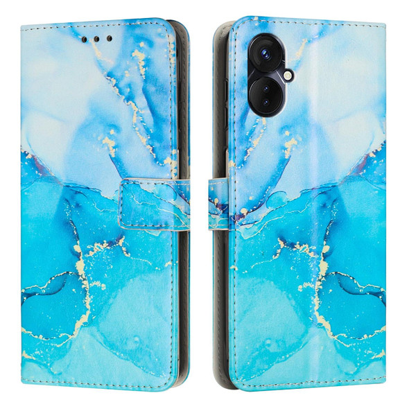 For Tecno Camon 19 Pro 5G Painted Marble Pattern Leatherette Phone Case(Blue Green)