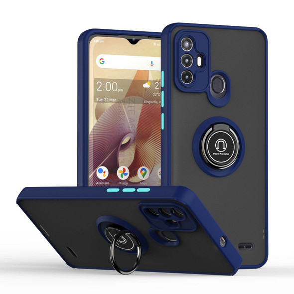 For ZTE Blade A52 Q Shadow 1 Series TPU + PC Phone Case with Ring(Royal Blue)