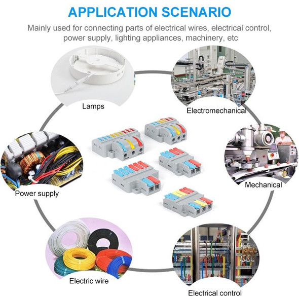 20 PCS SPL-2 2 In 3 Out Colorful Quick Line Terminal Multi-Function Dismantling Wire Connection Terminal