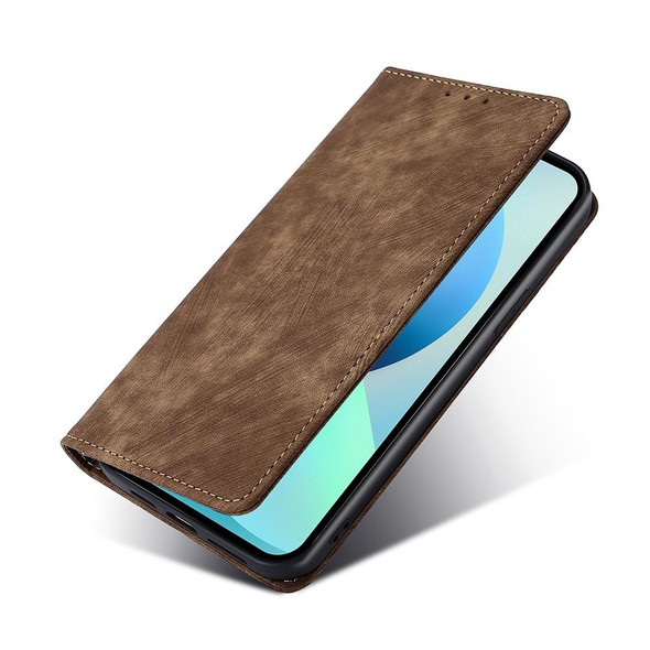 For Xiaomi Civi 2 5G RFID Anti-theft Brush Magnetic Leather Phone Case(Brown)