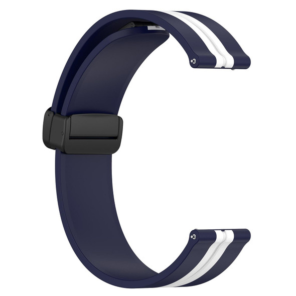 For Samsung Galaxy Watch Active 2 40mm 20mm Folding Magnetic Clasp Silicone Watch Band(Midnight Blue + White)