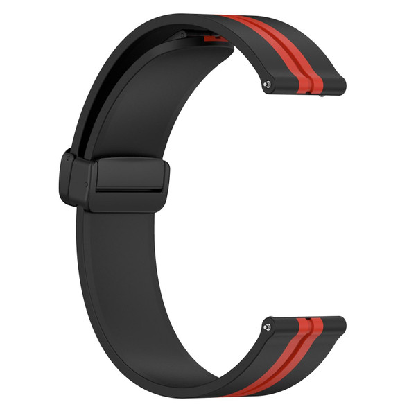 For Samsung Galaxy Watch Active 2 40mm 20mm Folding Magnetic Clasp Silicone Watch Band(Black+Red)