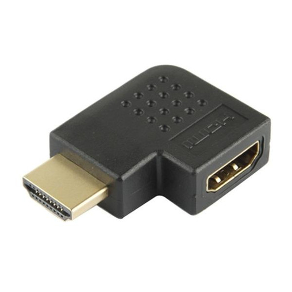 Gold Plated HDMI 19 Pin Male to HDMI 19 Pin Female Adaptor with 90 Degree Angle(Black)