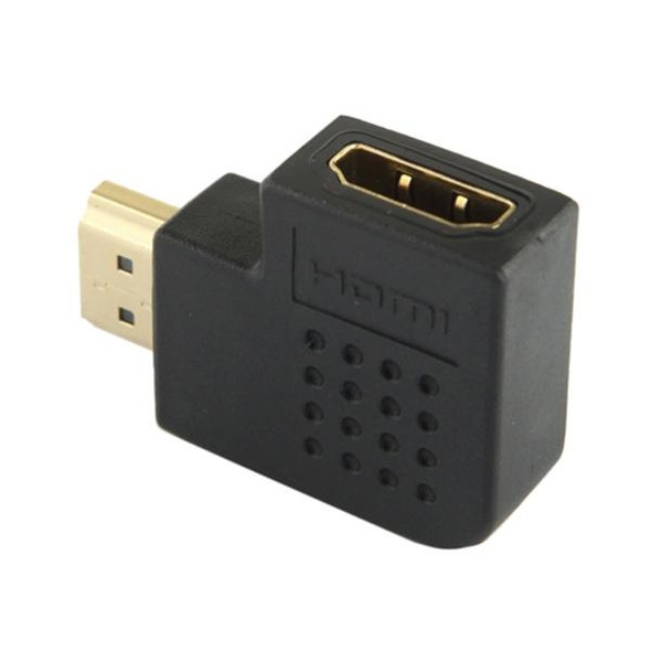 Gold Plated HDMI 19 Pin Male to HDMI 19 Pin Female Adaptor with 90 Degree Angle(Black)