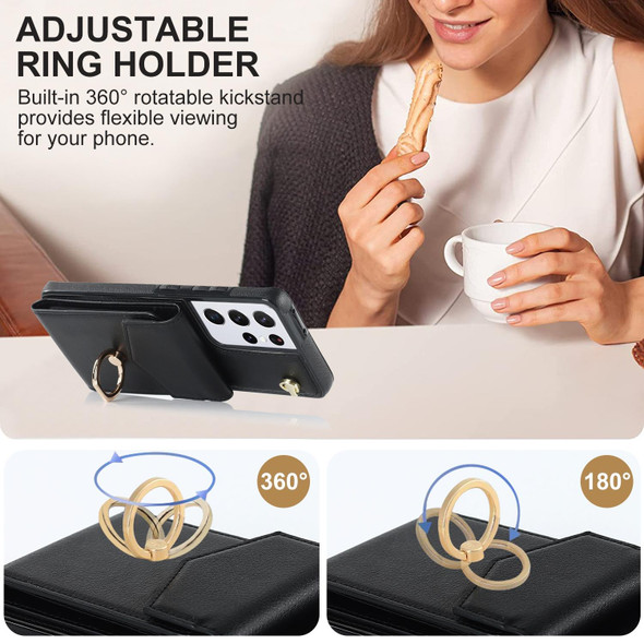 For Samsung Galaxy S21 5G Anti-theft RFID Card Slot Phone Case(Black)