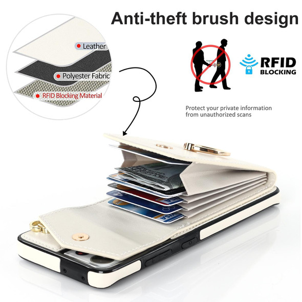 For Samsung Galaxy S21 Ultra 5G Anti-theft RFID Card Slot Phone Case(Beige)