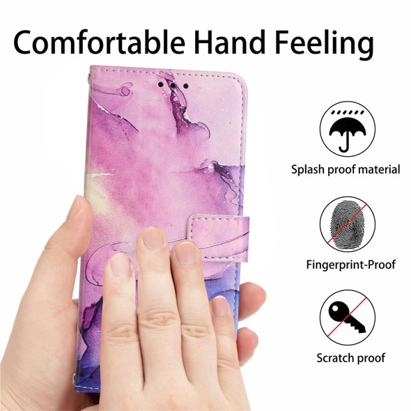 For OnePlus Ace 5G Painted Marble Pattern Leatherette Phone Case(Purple)