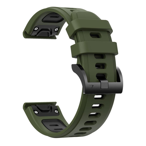 For Garmin EPIX Gen 2 22mm Two-Color Sports Silicone Watch Band(Army Green + Black)